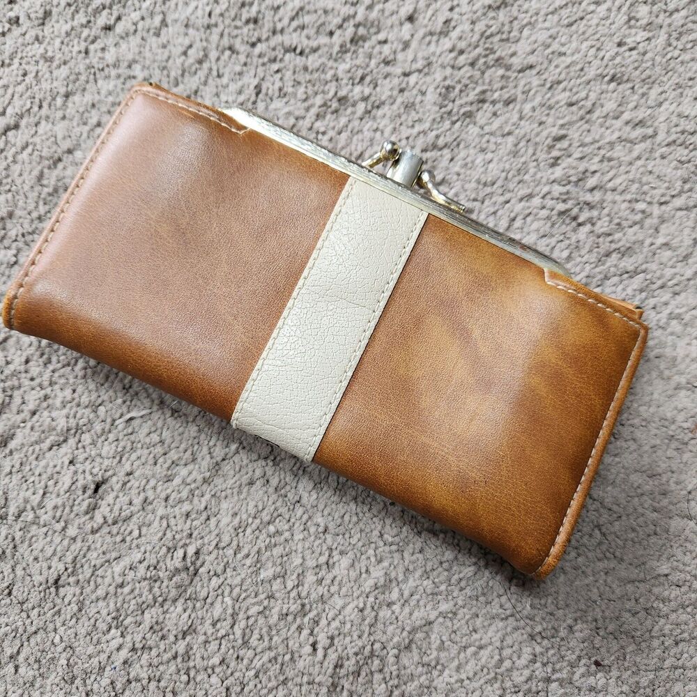 Vintage 70’s Wallet Snap Close Money Holder Credit Card Change Pockets Light Tan - Picture 4 of 13